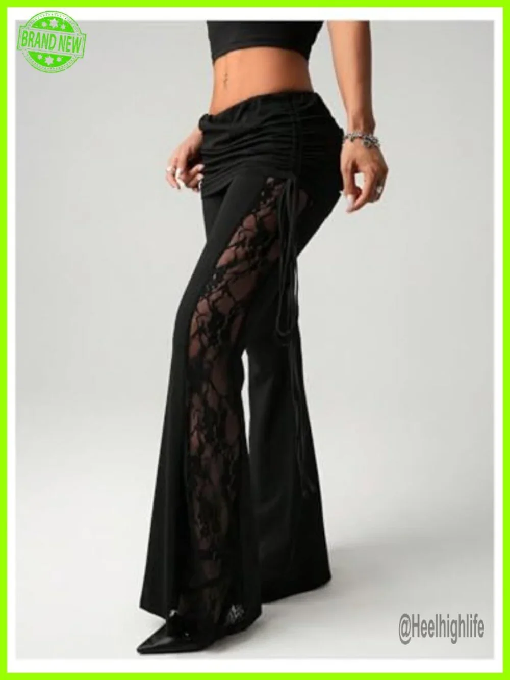 Women's Lace Flare Leggings Bell Bottoms High Stretch Party Pants